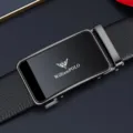Cintura da uomo in vera pelle nera con fibbia automatica in metallo, stile business elegante. - Senza Scatola Regalo / 105cm / Canna di fucile