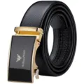 Cintura in pelle nera da uomo fibbia automatica affari tempo libero cintura elegante - Senza Scatola Regalo / 105cm / Oro - Pelle Bovina 436