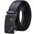 Cintura uomo vera pelle fibbia automatica affari tempo libero cintura nera di alta qualità - 105cm / Pelle Fiore Gunmetal (Senza Confezione Regalo)