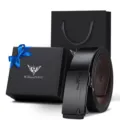 Set regalo cintura da uomo in vera pelle con fibbia automatica, elegante scatola inclusa. - 105cm / Stile 2 Nero
