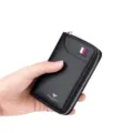 Estuche de cuero genuino negro para llaves con cremallera, tarjetero y monedero. - Patrón de lichi negro