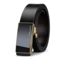 Cintura automatica da uomo in vera pelle con fibbia elegante e dettagli dorati di stile. - Senza Scatola Regalo / 105cm / Oro