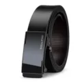 Cintura in pelle da uomo con fibbia metallica automatica stile business casual nera. - Senza Scatola Regalo / 105cm / Canna di fucile