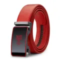 Cintura da uomo in vera pelle rossa con fibbia automatica elegante per affari e casual - Fibbia Gunmetal Cinturino Tutto Rosso / 105cm