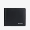 Cartera corta para hombre de cuero negro genuino, elegante tarjetero compacto de diseño. - Negro