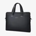 WilliamPOLO men black genuine leather business briefcase laptop handbag stylish bag. - Black
