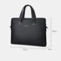 Men's leather business briefcase, 17-inch laptop bag, large capacity stylish office handbag. - Plus Size / Black
