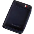 Tarjetero de cuero genuino con cremallera para hombre billetera vintage multi tarjetas - Gris Azulado