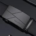 Cinturón de cuero genuino para hombre con hebilla automática, cinturón negro de negocios elegante. - 105cm / Negro Gunmetal