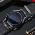 Herren Automatisch Ledergürtel Business Lässig Hochwertig Gunmetal Schnalle Stilvoll Schwarzer Rindl - Gunmetal Schnalle Blaues Logo Litschi Muster