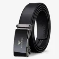 Cintura in pelle uomo fibbia automatica affari casual nero elegante accessorio in metallo - 105cm / Senza Scatola Regalo / Canna di fucile