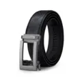 WilliamPOLO Cintura Uomo Leather Fibbia Automatica Nera Pelle Business Elegante Modello - Senza Scatola Regalo / 105cm / Canna di fucile
