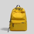 Yellow student backpack with letters print, large capacity school bag for daily commute. - No Pendant / Yellow