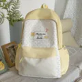 Yellow polka dot casual school backpack for girls, cute daily stylish aesthetic bookbag. - Single Bag Without Pendant / Yellow