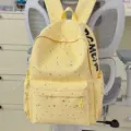 Yellow star print casual school backpack for students, large capacity daily commuter bag. - Without Pendant Single Bag / Yellow