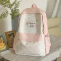 Pink and white polka dot backpack for women, cute casual school bag with front pocket design. - Single Bag Without Pendant / Pink