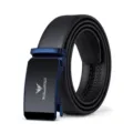 Cintura in pelle da uomo con fibbia automatica blu, elegante e comodo accessorio. - Trama semplice / 105cm / Blu