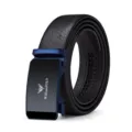 Cintura uomo pelle nera fibbia automatica elegante stile affari alta qualita moda - Texture di corteccia / 105cm / Blu