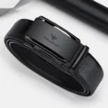 WilliamPOLO Cintura Uomo in Vera Pelle di Vacchetta con Fibbia Automatica in Metallo - Confezione Regalo Esclusiva / Canna di fucile / 105cm