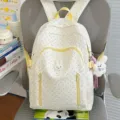 Cute polka dot cartoon school backpack for teenage girls large capacity yellow bookbag daily - With Charm / Yellow