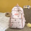 Pink splatter print backpack for teen girls casual school bookbag cute daypack aesthetic - No Pendant / Pink