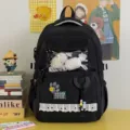 Black ita backpack for students large capacity clear window school bag cute daily daypack - Add 2 Candies / Black