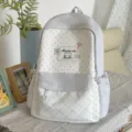 Light grey white polka dot casual school backpack with cute front patch for daily commuting. - Single Bag Without Pendant / Blue