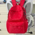 Red star print backpack for students, large capacity school bag with multiple pockets for daily use. - Without Pendant Single Bag / Red