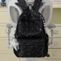 Schwarzer Rucksack mit Sternenmuster für Schüler, großer lässiger Tagesrucksack mit Anhänger. - Ohne Anhänger Einzelne Tasche / Schwarz