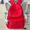 Roter Sternen Schulrucksack mit Fronttasche und Sternanhänger für Alltag Schule und Pendeln - Mit Anhänger / Rot