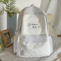 Cute polka dot school backpack for girls, gentle aesthetic casual daypack, stylish book bag. - With Charm / Blue