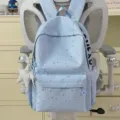 Sternenhimmel Schulrucksack in Hellblau für Schüler, große Kapazität Freizeit Reisetasche. - Mit Anhänger / Blau
