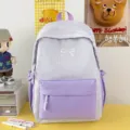 Cute plaid backpack with bow for women, stylish purple school bag for daily commute and travel. - No Pendant / Purple