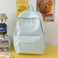 Sac à dos à carreaux vert minimaliste avec broderie nœud mignon, cartable d'étudiant. - Sans pendentif / Vert