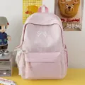 Sac à dos à carreaux roses avec broderie nœud mignon et pendentif perle pour le quotidien. - Avec Charme / Rose