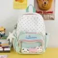 Cute Polka Dot Cat Ear Schoolbag Ita Backpack For Women Student Casual Daily Daypack - With Star Pendant and Three Small Dolls / Green