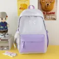 Sac à dos à carreaux violet avec nœud mignon cartable étudiant loisir grand format - Avec Charme / Violet