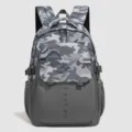 Grey camouflage laptop backpack for men and women, large capacity travel school bookbag. - Moon Rock Grey