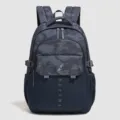 Dark blue camouflage laptop backpack, large capacity travel schoolbag for men and women. - Deep Sea Blue