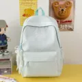 Sac à dos d'étudiant à carreaux verts avec broderie de nœud et pendentif en dentelle de perles. - Avec Charme / Vert