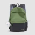 Zaino casual bicolore per donna e ragazze, borsa scolastica leggera e alla moda per ogni giorno. - senza ciondolo / Verde