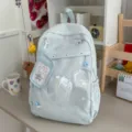 Light blue student ita backpack with heart clear window, stylish large capacity school bag. - No Pendant / Blue