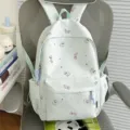 Light green cute cat print backpack, stylish Japanese style school bag for women and teen girls. - No Pendant / Green
