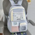 Korean style cute pastel backpack sweet dopamine student school bag light daily daypack - No Pendant / Blue