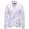 Uomini colorato perforato blazer invecchiato elegante giacca performance dettaglio - Taglia M / Top (1314-X24) / Bianco