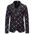 Dettaglio blazer colorato da uomo, giacca elegante unica con fori per spettacoli. - Taglia M / Top (1314-X24) / Nero