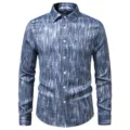 Camicia uomo maniche lunghe vintage stampata autunno moda top con bottoni eleganti - Taglia S / Top / Blu