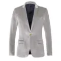Blazer en velours slim pour homme veste de costume casual un bouton mode printemps automne. - M / Top (X08) / Gris clair