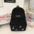 Black canvas backpack for women school bag daily travel large capacity casual daypack - No Pendant / L / Black