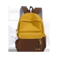 Zaino scolastico bicolore casual per donne e studenti con ciondolo a nuvola, giallo marrone. - senza ciondolo / Giallo